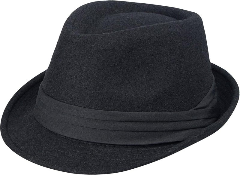 UTOWO Mens Classic Plaid Manhattan Structured Gangster Trilby Fedora Hat Cuban Style Derby Hat Jazz Cap (Size M) - Image 1